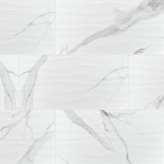DYMO STATUARY WAVY WHITE 12X24 GLOSSY