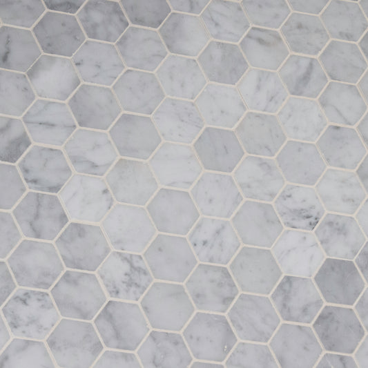 CARRARA WHITE 2 HEXAGON MOSAIC