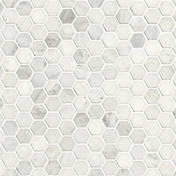 Arabescato Carrara Hexagon Mosaic HONED