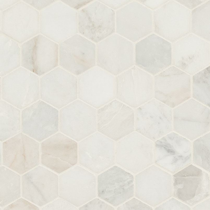 Arabescato Venato White 2" Hexagon Honed PATTERN