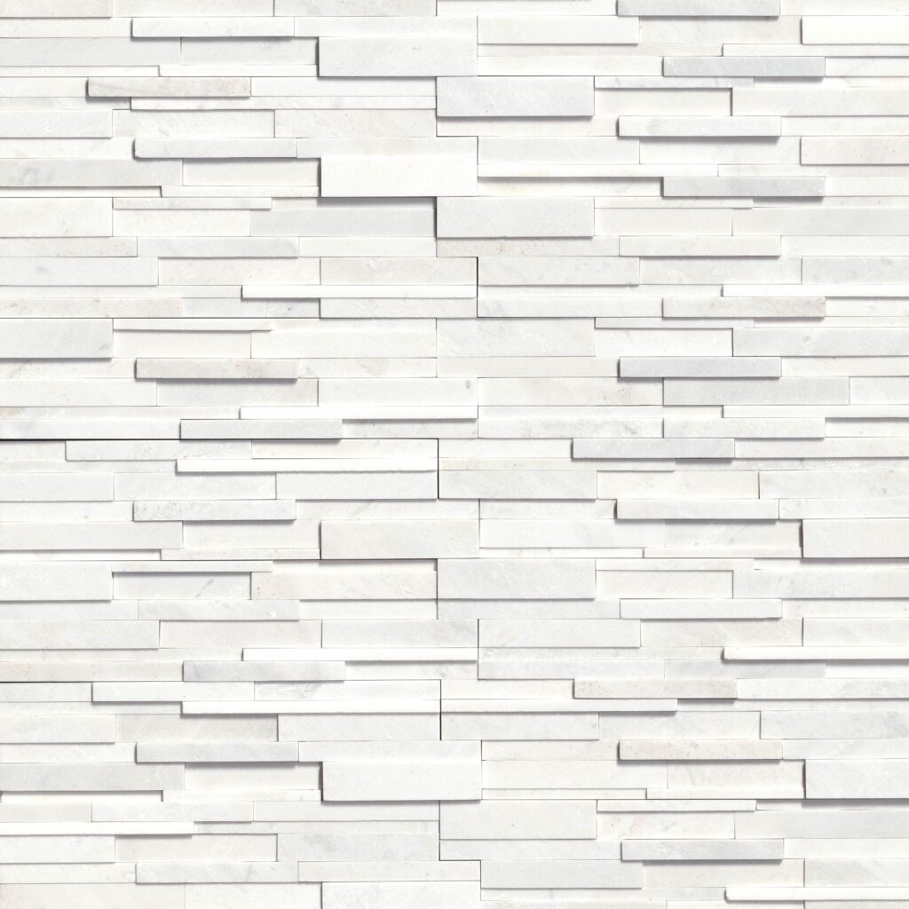 Arctic White 3D Honed Ledger Corner 6x18