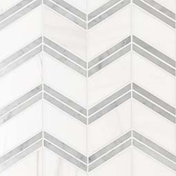 Bianco Dolomite Cheveron Mosaic POLISHED