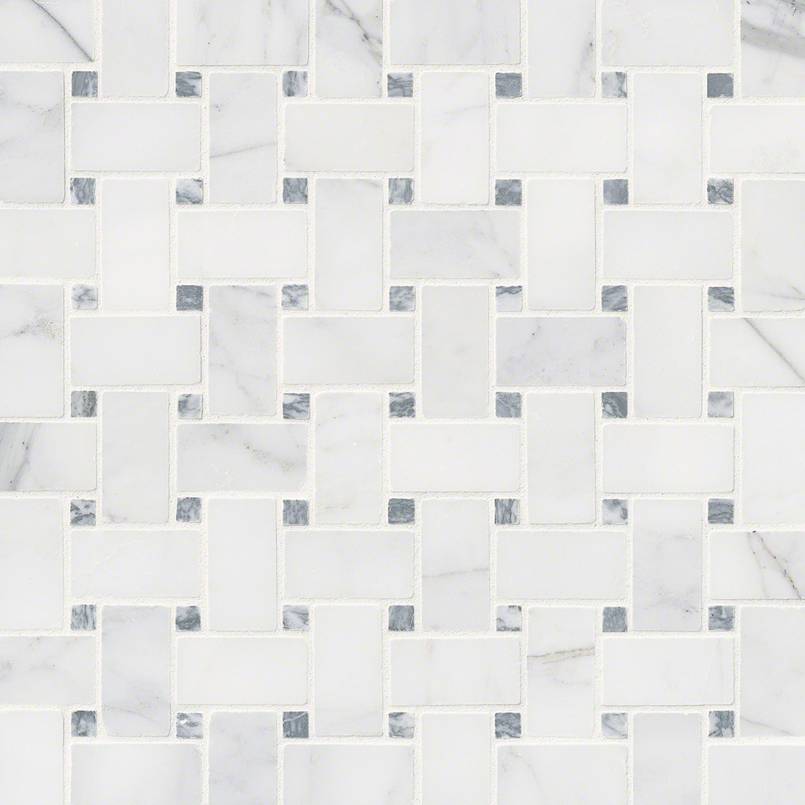 Calacatta Cressa Basketweave Mosaic PATTERN HONED