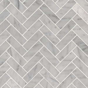 Carrrara White Herringbone Mosaic PATTERN POLISHED