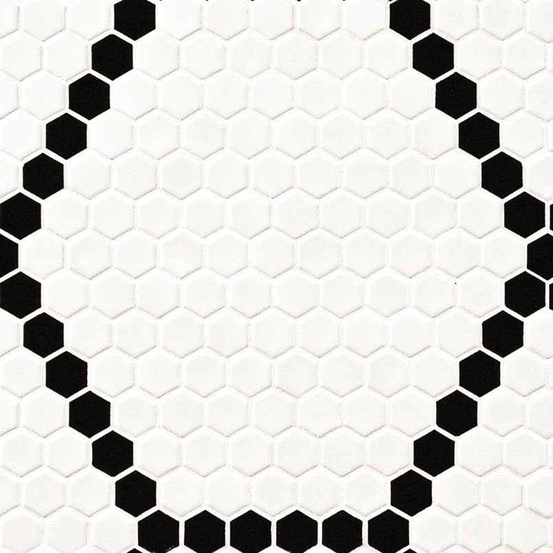 White And Black Hive Pattern Matte 1 HEX Tumbled