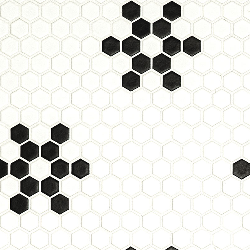 White And Black Mod Petal Pattern Matte 1 HEX